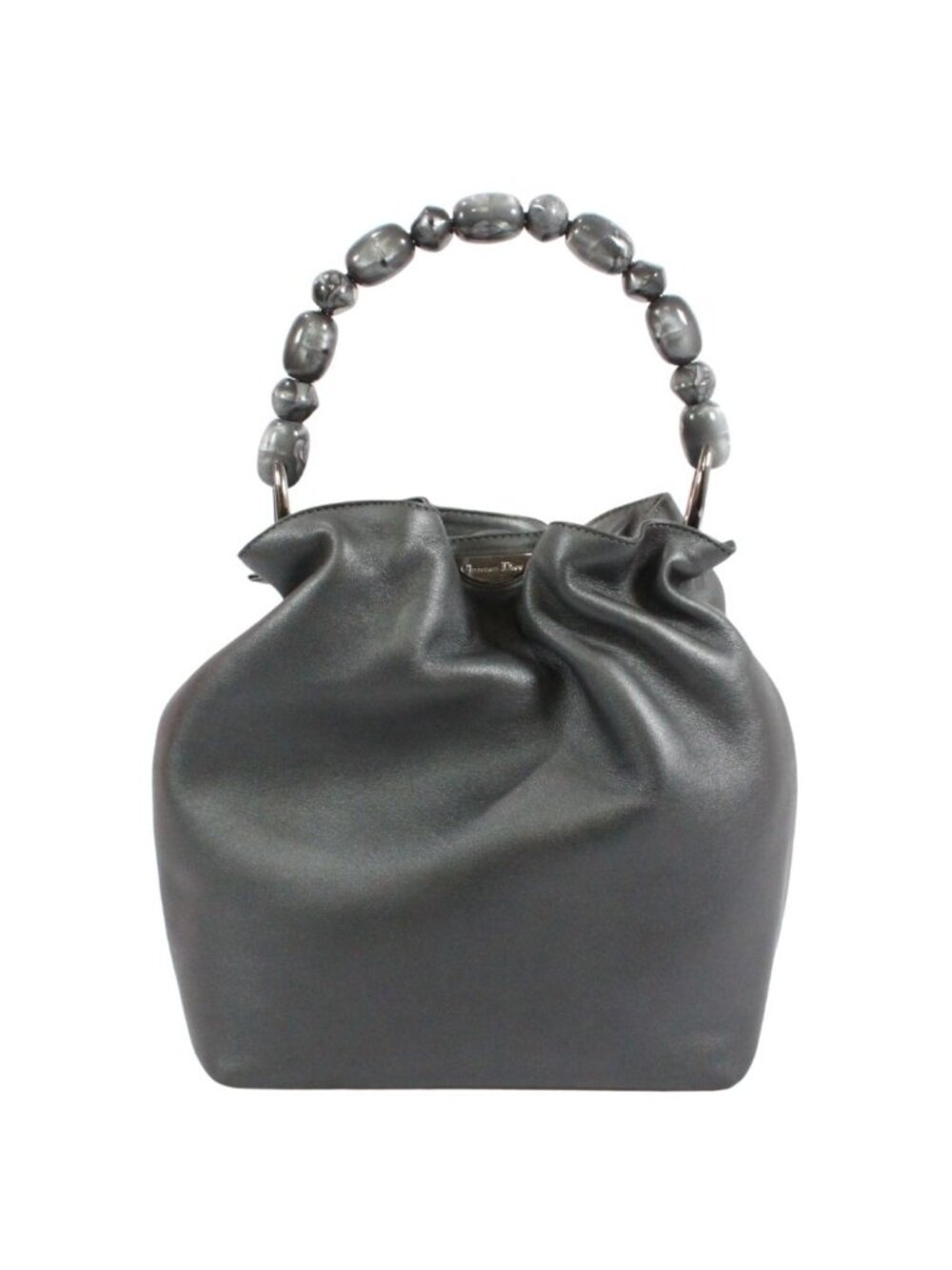 Dior Malice Pearl Leather Gray Handbag Silver
